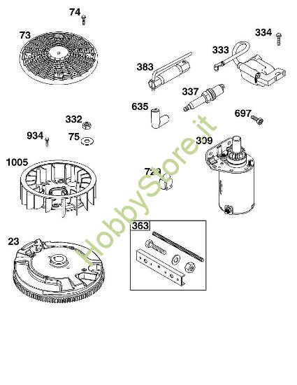 I - GRUPPO VOLANO, ACCENSIONE E MOTORINO DI AVVIAMENTO B&S - 44 €¦ 44N677-0017-B5 brand Stihl